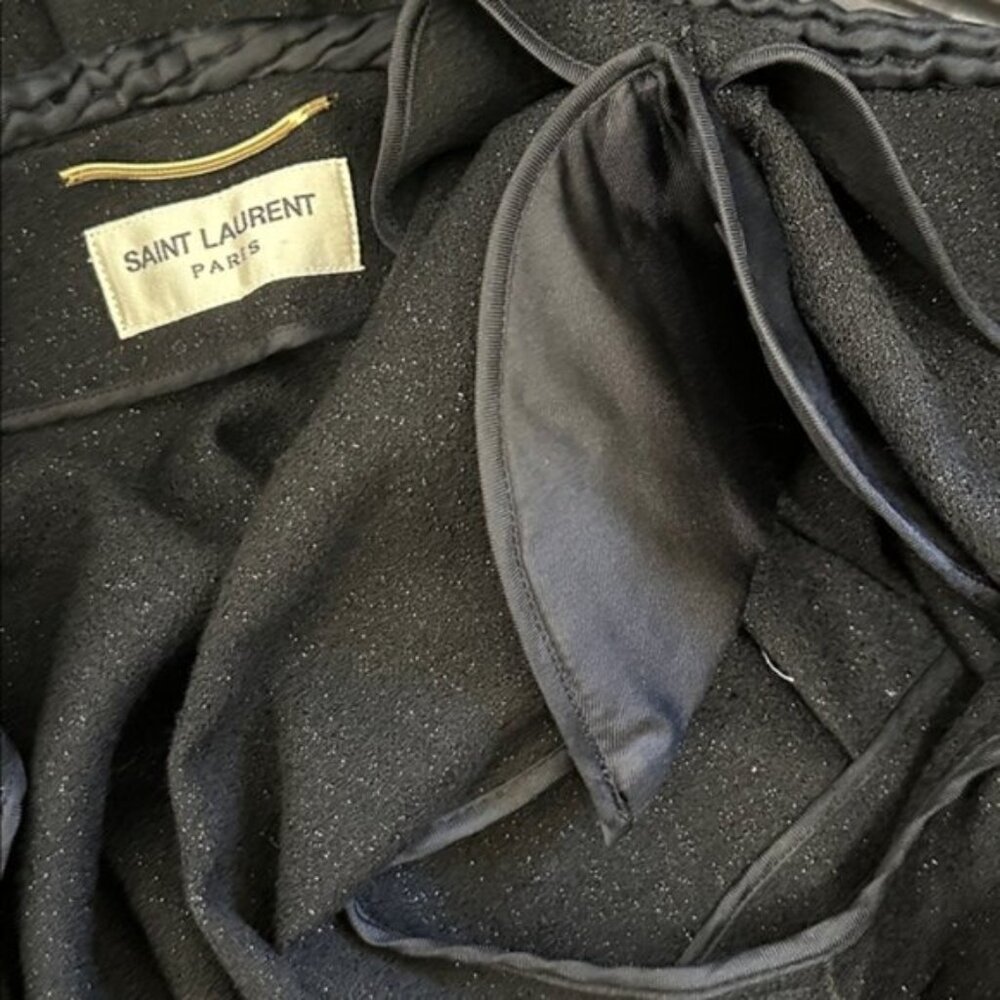 New Saint Laurent wool silk cap sleeve shift sheath boxy knee length mini dress - Picture 12 of 16